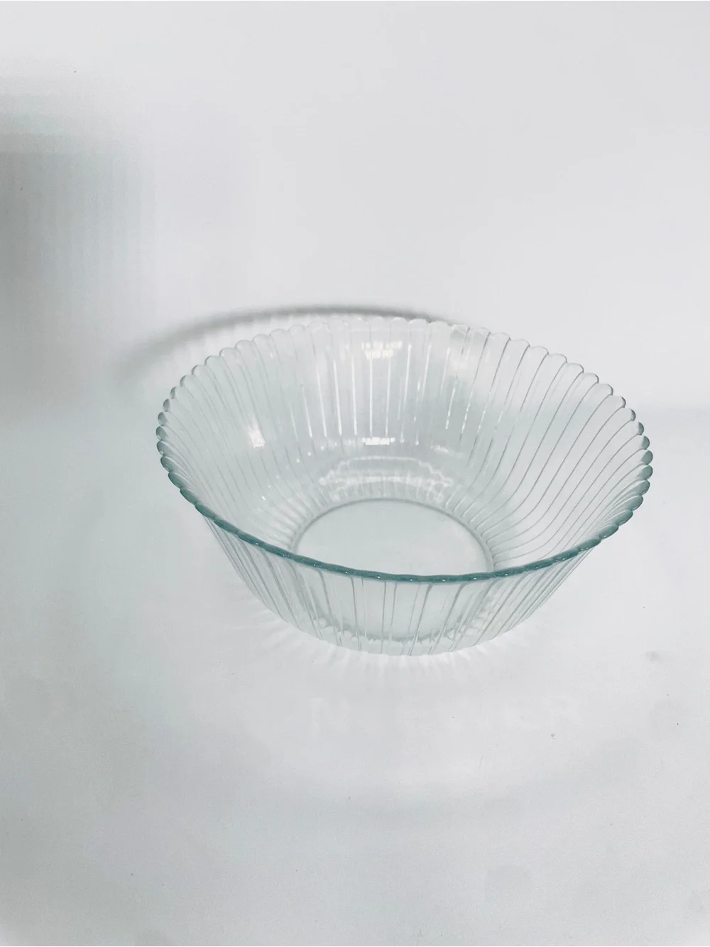 Vintage Arcoroc France Clear Ribbed Glass Nesting Serving Bowls 11” & 7” Set 2